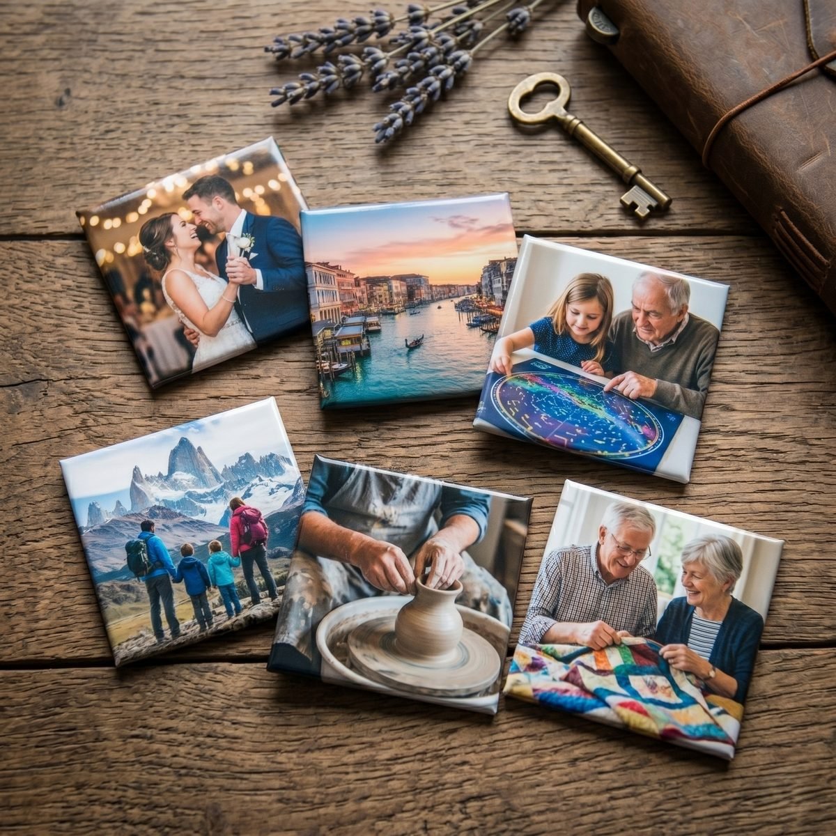 Square 2.5 inch custom fridge photo magnets